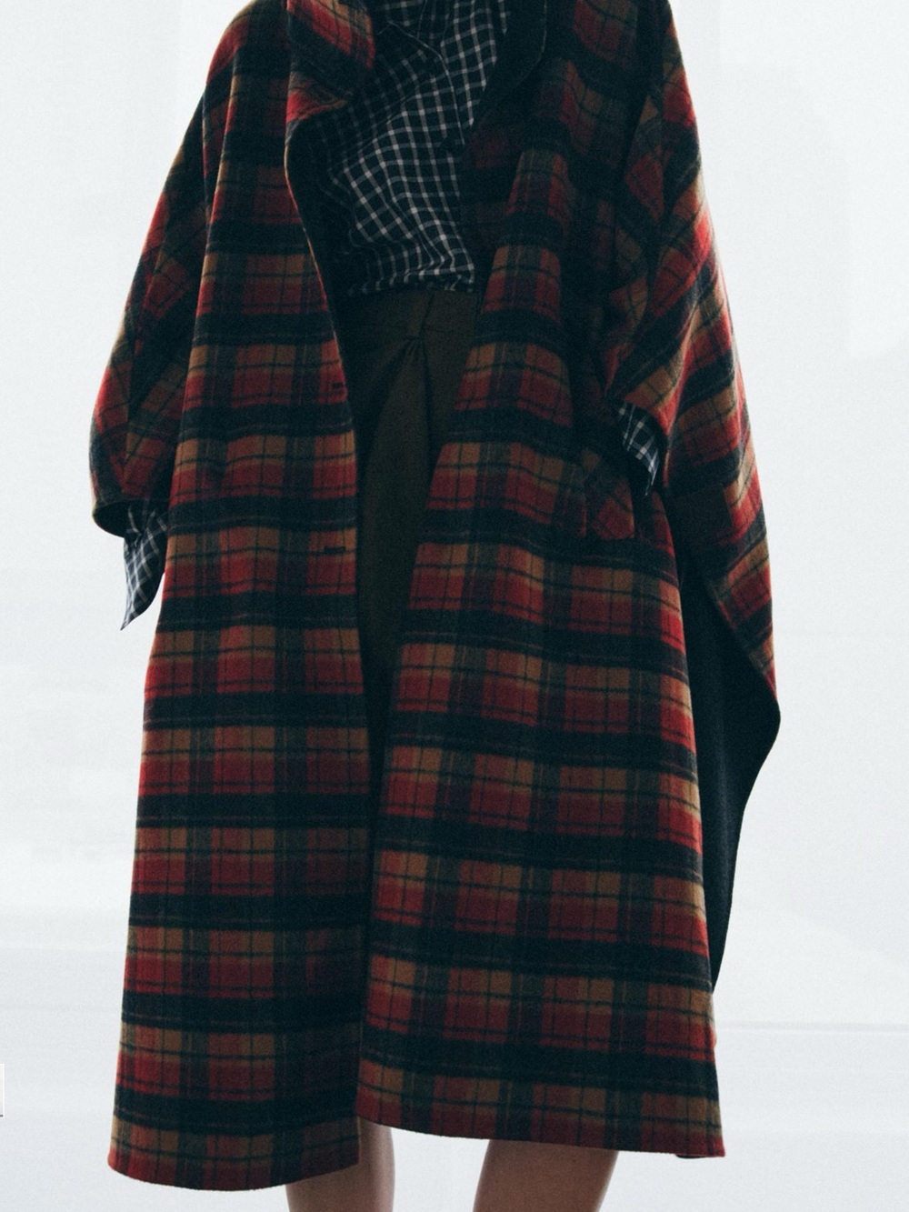 Zara Rust Plaid Wool-Blend Cape LIMITED EDITION - Picture 4 of 5